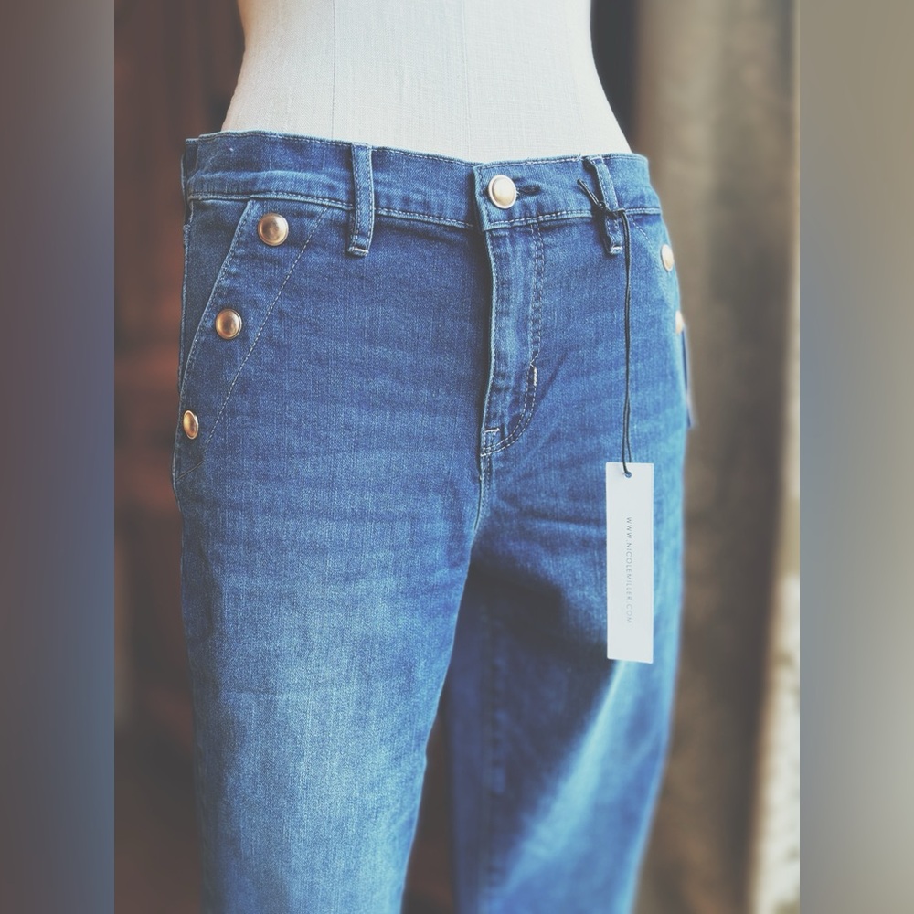 Denim / Detailing Gold Tone  Studded Faux Pockets